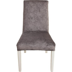 EBETA Chair Covers Set, Stretch Chair Covers for Dining Room Chairs, Removable, Washable Chairs, Protection, Decoration, Chair Cover, Velvet Look (Embossed Grey, 6 Pieces)