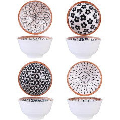 TuYines Cereal Bowl Set, Soup Bowls, Ceramic Bowl, Cereal Bowl, 4 Ceramic Bowls, Ideal for Ice Cream, Soup and More, Bright Designs, 15cm (D)