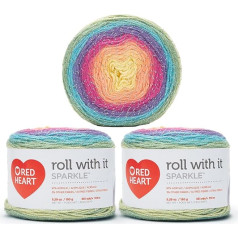 Red Heart E898.9275P03 Roll With It Sparkle Yarn, Acrylic, Magic, 3 Pack, 3 Pieces