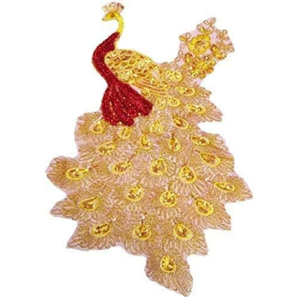 3D Peacock Flower Sequin Embroidered Patch Clothes Embroidered Flower Patches Wedding Dress Clothing Decoration