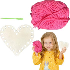 Häkelkorbboden | Bastelset aus Holz, zum Stricken und Basteln, Valentinstag-Holzbastelset mit Baumwollfaden und Nadel für Valentinstag, Muttertagsdekoration