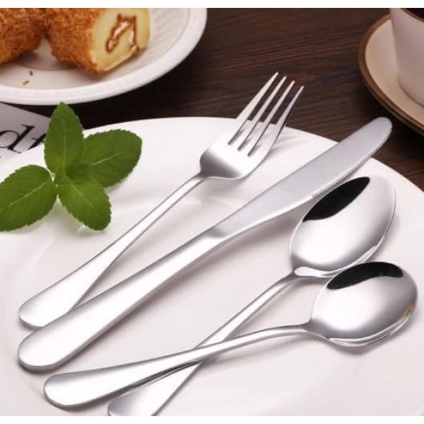 16 Piece Stainless Steel Cutlery Set Including Forks, Spoons, Teaspoons, Knitting, Service for 4 Ideal for Home, Party, Restaurant, Dishwasher Safe/Easy to Clean, Mirror Polished (16)