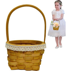 Flower Basket Woven, Flower Arrangement Basket, Wedding Flower Girl Basket Handle, Flower Girl Lace Basket, Elegant Wedding Decoration Basket, Easy To Use, Portable for Home
