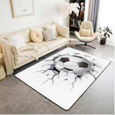 Loussiesd Football Area Rugs, Black White Football Accent Rug, Tower with Back Rugs for Living Room, Bedroom, Soft Accent Rug, Floor, Indoor Rug, Mats, 150 x 200 cm