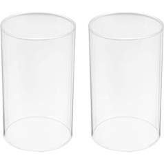 BESPORTBLE Candle Holder, 2 Pack Borosilicate Glass Chimney Tube, 8 x 3 x 3 Inch, Clear Glass Cylinder, Both Ends Open for Coffee or Side Tables