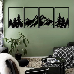 YiYa 4 Pieces Metal Wall Decoration Metal Mountain and Forest Wall Decorations Mountain and Forest Metal Wall Art Large Wall Sculpture for Home Living Room Bedroom (Mountain Wall Art)