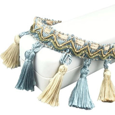 Yurosiay Tassels Lace Ribbon Fringe Trim Lace Border Decorative Ribbon Lace Trim Lace Trim Crochet Lace for DIY Costumes Clothing Curtain Clothing Tablecloth Wedding 7.5 cm Wide Light Blue 5 m