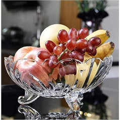 Khanary Large Glass Bowl with Crystal Clear Fruit Bowls Creative Feet Modern Deep Pudding Dessert Serving Bowl Fruit Salad Decorative Bowl 23cm