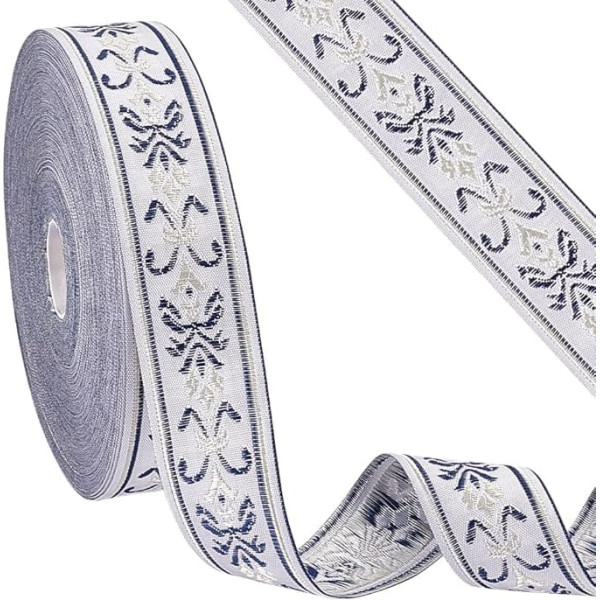 AHANDMAKER Retro Jacquard Ribbon (91) 26 cm Embroidery Tape 1 1/8 (1) cm Floral Fabric Trim Boho Jacquard Trim DIY Lace Trim for Sewing Clothing and Bag Decorations