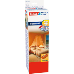 tesa 55836-00020-00 Insect Stop Mosquito Net, Easy To Use, Washable Insect Screen - For Bed and Travel, 12.50 x 2.50 m - White