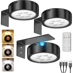 2600 mAh Battery Picture Light, USB Rechargeable Picture Lighting Wireless with Remote Control, Painting Lighting with Battery, Dimmable Picture Frame Light, LED Spot Battery, Black, Magnetic Display