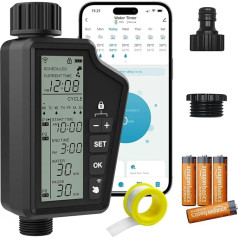MIUCDA Irrigation Computer WiFi, Samrt Irrigation Control for Garden Lawn, IP65 / 4.5 Inch LCD Display Irrigation System with Timer, Automatic Watering, Compatible with Alexa Google Home