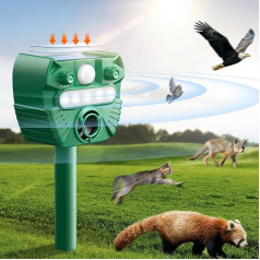 Cat Repeller Ultrasonic Solar Cat Repellent for the Garden with Sensor and Strong Flashing + Acoustic Alarm Animal Repellent, Marten Repellent, Pigeon Repellent, Dog Scare, Frequency 13.5 - 34.5 kHz