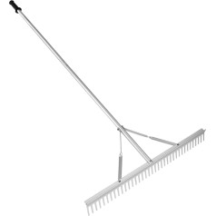 VEVOR Lawn Rake 1915 x 914 x 100 mm Lawn Rake Aluminium Alloy Leaf Rake 37 Prong Weed Rake 27.8 x 1905 mm Handle Size Spring Lock Mechanism Garden Rake for Land/Water Environments