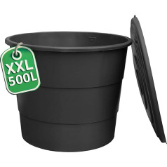 Ondis24 Plastic Rain Barrel XXL 500 L with Lid - Water Storage Barrel for Garden, Robust & UV-Resistant, Rainwater Tank for Watering, Rain Barrel with Level Indicator