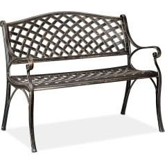 Relaxdays Garden Bench, Garden & Balcony, 2-Seater, Antique Design, Aluminium Bench, HBT: 82 x 102 x 60 cm, Black/Bronze