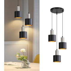Lichtmaler Pendant Light Dining Table E27 Pendant Lamp Vintage Kitchen Lamp Hanging 3-Bulb Dining Room Lamp Black Gold Hanging Light Kitchen Island Height Adjustable Industrial Lamp Bulb Without Bulb