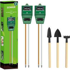 SONKIR Soil PH Meter, MS02 3-in-1 Soil Moisture/Light/pH Tester, Garden Tool Kits for Plant Care, Ideal for Garden, Lawn, Farm, Indoor and Outdoor (Green)