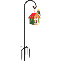 Derkniel Shepherd Hook 190cm Tall Heavy Duty Metal Garden Hanging Pole for Bird Feeder Pole Plant Baskets Black (Pack of 1)