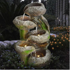 profi-pumpe.de Decorative Garden Fountain, Indoor Fountain with LED Light 230V Waterfall, Water Fountain for Garden, Garden Pond, Patio, Balcony, Very Decorative