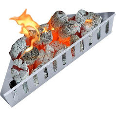 Esncddym Holzkohlekorb aus Edelstahl, Holzkohlehalter für Grill,Hitzebeständiger Kohlehalter aus Edelstahl | Multifunktionales Grillzubehör, robustes Holzkohlegrill-Zubehör mit hohlem Design für den