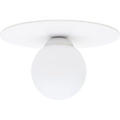 Licht-Erlebnisse WRIKKA Ceiling Light Glass Metal White Bathroom Hallway Bedroom Round Diameter 20 cm E27 Ball Shade Satin Cosy Low-Glare Ceiling Light Living Room