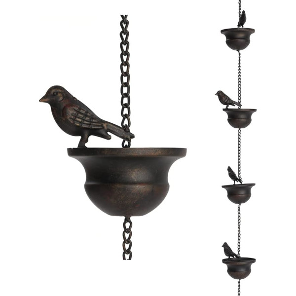 Jemeni 2.5m Gutter Chain with Attached Hanger - Dark Bronze