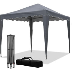 Pop Up Gazebo with Wave Edge, Easy Installation & Solid Structure (Grey)