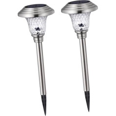 TINEASUR Pack of 2 Garden Lantern Solar Lights Solar Lights Floor Lights Solar Lights Bolich Lights Landscape Path Lighting Garden Decoration Patio Solar Floor Lamp Stick Lamp Silver