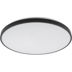 Licht-Erlebnisse Blinas LED Ceiling Light Steel Black White IP44 Bathroom Office Diameter 49 cm 32 W 2100 lm 3000 K Warm White Homely Low Glare Large Bathroom Ceiling Light Kitchen
