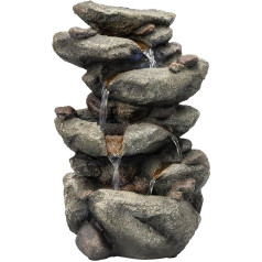 Alpine Corporation TZL154 Alpine Fountain with LED Light, Rainforest, Rock Fountain, Multi-Colour