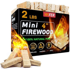 WiFER Mini Fire Stick with Fire Starter and Tongs, 4 Inch Kiln Dried Pine Wood Great Firewood for Wood Burners, Tabletop Fire Pit, BBQ Grill, Pizza Oven, Solo Stove Accessories, BBQ Accessories, 2lb