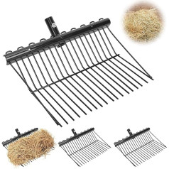 lukar 4 x Metal Fork Head, 18 Prong Pitchfork Replacement Head, Divot Head, Horse Manure Rake for Picking up Manure Grass and Hay, Black