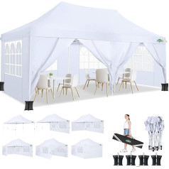 COBIZI Folding Gazebo 3 x 6 m Waterproof Stable Gazebo 3 x 6 m Party Tent Foldable Anti-UV with 6 Side Walls Garden Gazebo for Weddings Outdoor