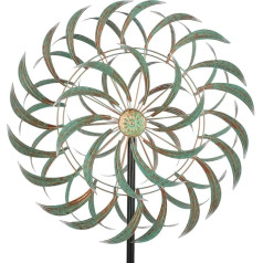 Viveta Large Outdoor Wind Chimes 21 x 85 Inch Metal Wind Sculpture with 4 Sturdy Pegs, Green Double Wind Chime, Decorative Windmill for Yard and Garden