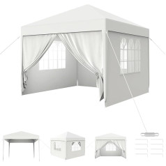 Aufun Gazebo 3 x 3 m Party Tent with 4 Removable Side Walls & Roof, Waterproof Marquee, Beer Tent, Garden Tent, Outdoor Garden Gazebo, UV Protection, Winterproof, Camping Tent, White