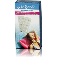 Miganeo Premium Pool 2 x 30 Test Tablets for Water Testers for pH Value and Free Chlorine
