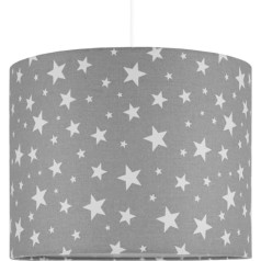 youngDECO® Hanging Light Made of Cotton Fabric with Stars, Pendant Lamp 2 x E27, Extra Light Diffuser, Diameter 38 cm Fabric Lampshade, Pendant Light for Children's Room and Baby Room, Complete