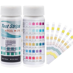 7-in-1 Pool Tester Water Tester, 100 Pieces Per Pack pH Test Strips Pool, pH Value Test Strips Pool, Salt Test Strips Pool, Test Strips Salt Water Pool