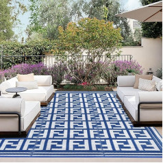 OutdoorLines Outdoor Rugs for Patio 4x6 ft - Reversible Outdoor Carpet Stain and UV Resistant RV Mats Plastic Straw Rug for Camping, Porch and Balcony, Geometry
