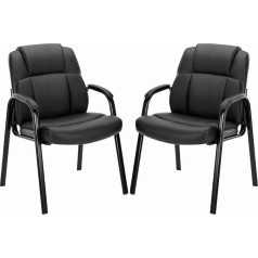 Sweetcrispy Waiting Room Chairs, Reception Chairs, Office Guest Chairs, Set of 2, Desk Chair without Wheels, Executive Chair, Office Chair, PU Leather, Conference Room Chairs, Lobby Chairs with Padded