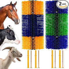 DiDiBirDi Cattle Scratch Brush 2 Pieces Horse Back Scratcher Relieves Itching and Cleans Massage Brush Set, Scratch Brush for Livestock Semi-Circular Scratch Brush for Cattle Sheep Horses Pig 4 Screws