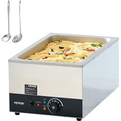 VEVOR Stainless Steel Buffet Warmer Food Warmer 1200 W, 1 x 26.4 L Buffet Container, 555 x 355 x 260 mm Heat Container, Including Ladles with Long Handle & Dry Burning Indicator, for Canteen, Café,