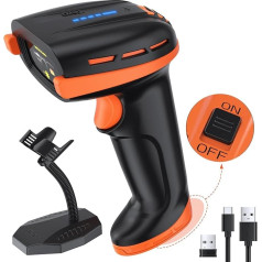 Tera 1D 2D Barcode Scanner: Wireless Barcode Scanner with Stand QR Reader with Physical Shutter Release Bluetooth 2.4 GHz Wireless USB Cable Connectivity Model D6100