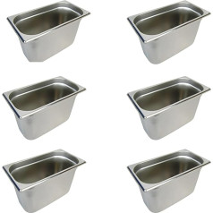 AcMax GN 1/3 Gastronorm Containers Stainless Steel 7.8 Litres Depth 200 mm Pack of 6