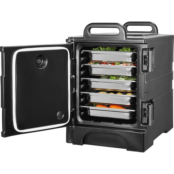 VEVOR Insulated Food Container Carrier Warming Box for Catering 75 L, Food Container with Double Buckles & Handles, Food Container Carrier Food Transport Box Restaurant Canteen Black