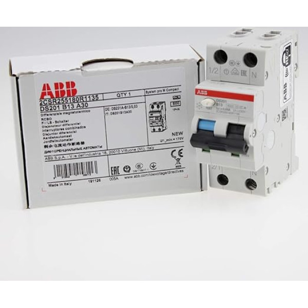ABB DS201 B13 A30 FI/LS Switch 6kA 1P+N Type A B13 30mA