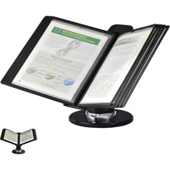 Wandordner, Wandordnerhalter, Schwarzes Katalogdisplaygestell aus PVC und Metall, 10 doppelseitige Displaytaschen, Briefgröße, langlebiger, platzsparender Referenzständer for den Schreibtisch, einfach