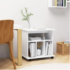 CINDERFUL Rollschrank Weiß 60x45x60 cm Holzwerkstoff,Schreibtischcontainer mit Rollen: Praktischer Aufbewahrungsschrank in Weiß Aufbewahren Organisieren