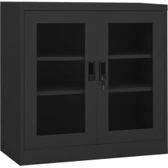 Büroschrank Anthrazit 90x40x90 cm Stahl,Funktionaler Aktenschrank mit Glasvitrine für sichere und übersichtliche Aktenaufbewahrung Aufbewahren Organisieren